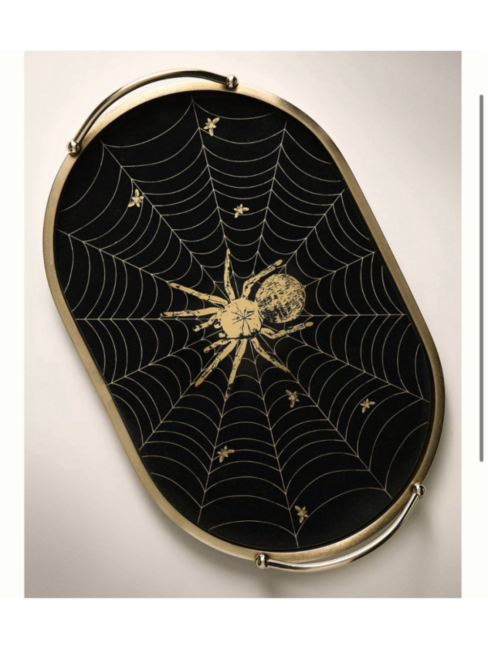 Anthropologie Catherine Martin Midnight Creatures Gold Cobweb Spider Tray